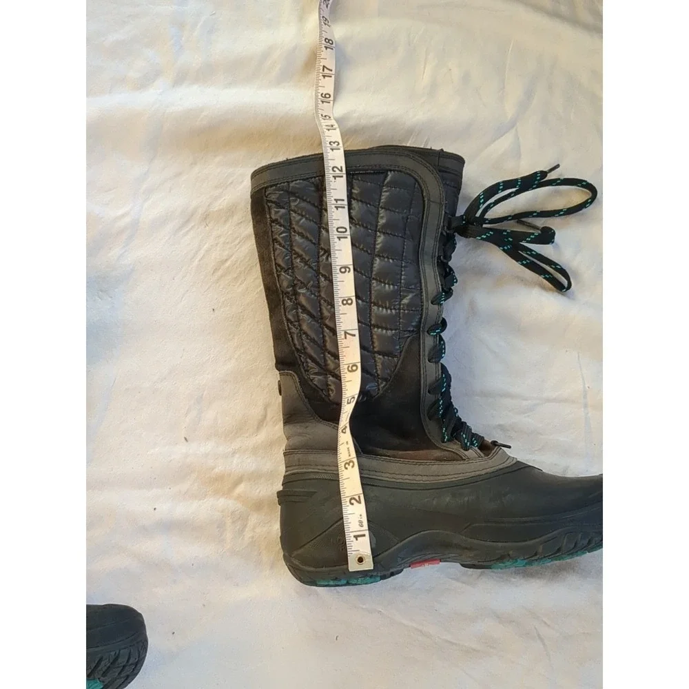 The North Face Thermoball Utility Winter Boots Tall Lace‎ Up Black Brown Sz 7